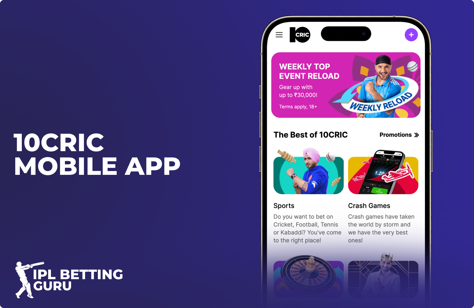 10CRIC mobile application for betting on the go