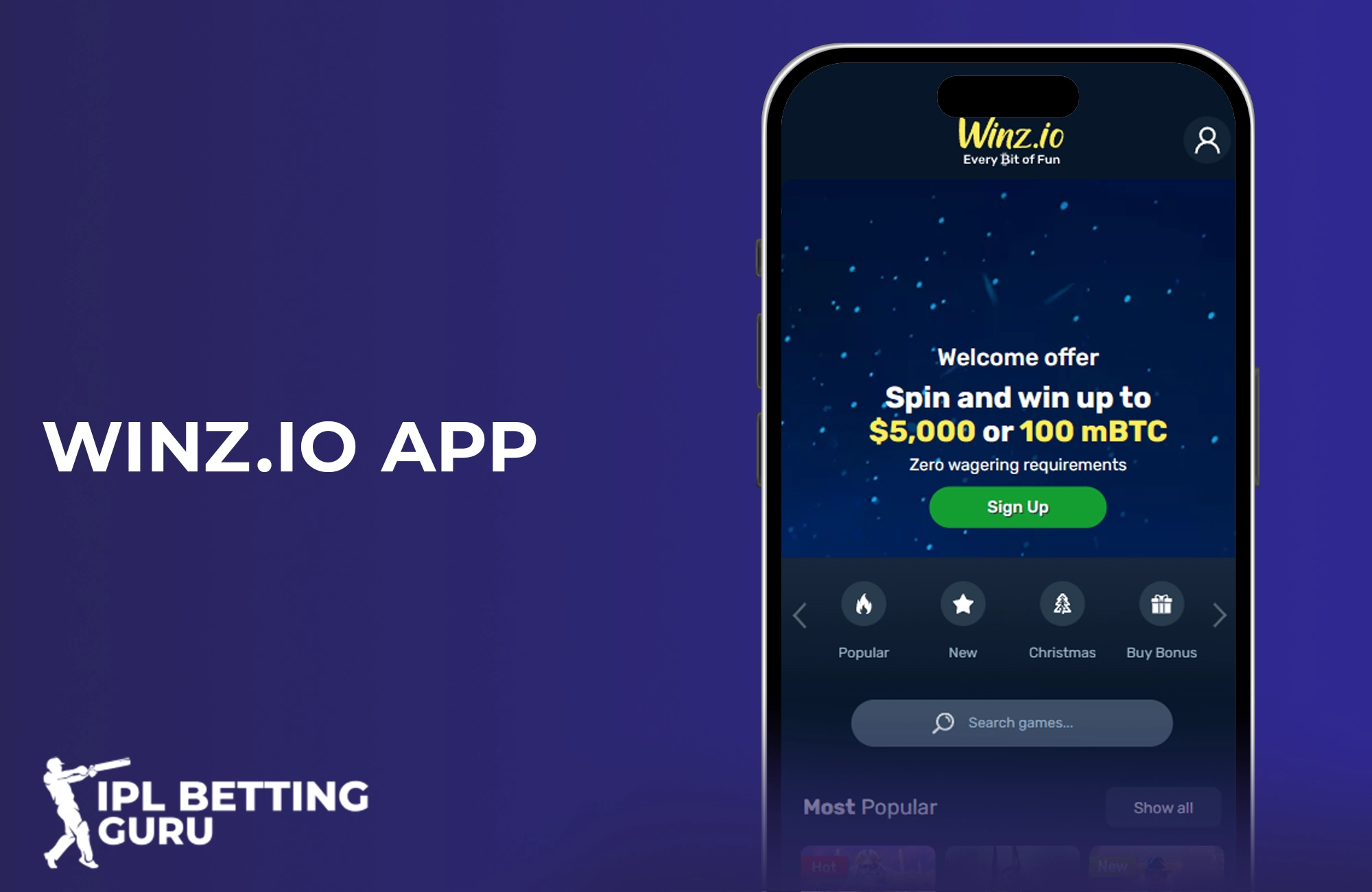 Winz.io mobile application for bets on the go